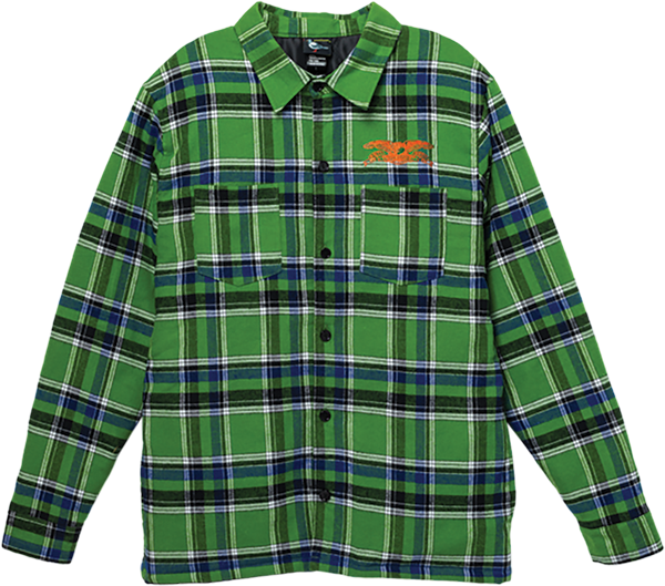 AH BASIC EAGLE FLANNEL JACKET S-GRN/BLUE - TheNineClub