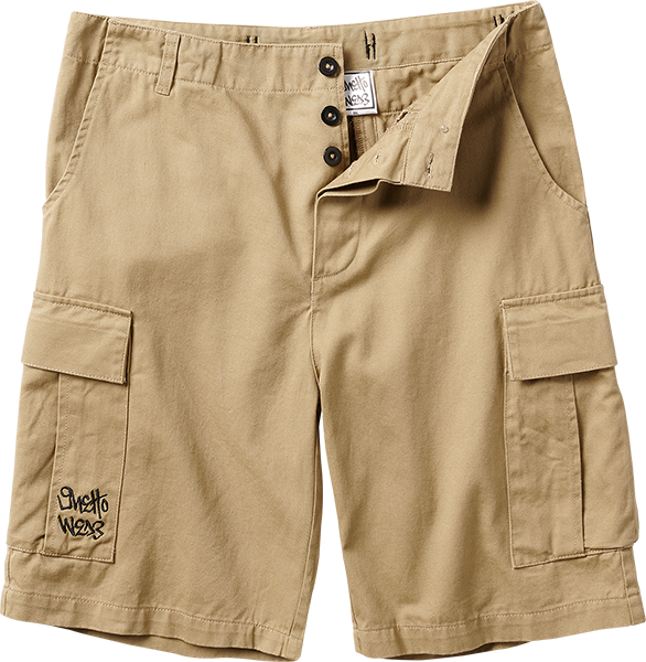 GHETTO WEAR CARGO SHORTS 28-KHAKI