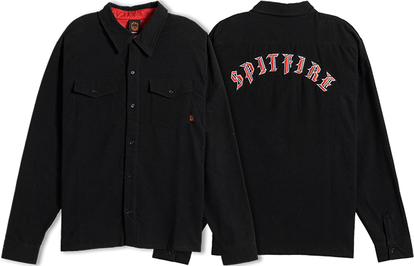 SF OLD E EMB FLANNEL LS M-BLACK - TheNineClub