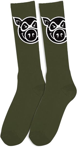 PIG HEAD TALL SOCKS MILITARY GRN