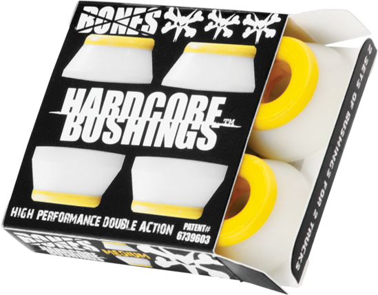 BONES HARDCORE 4PC MED WHITE/YELLOW BUSHINGS - TheNineClub