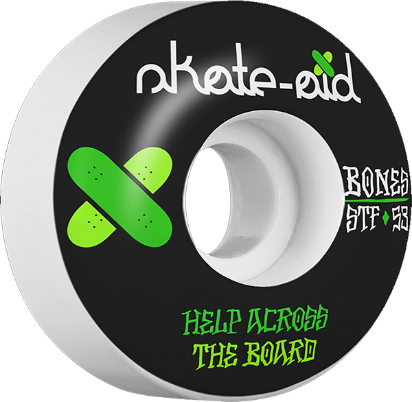 BONES STF SKATE AID II 53mm WHT/BLK W/GRN - TheNineClub