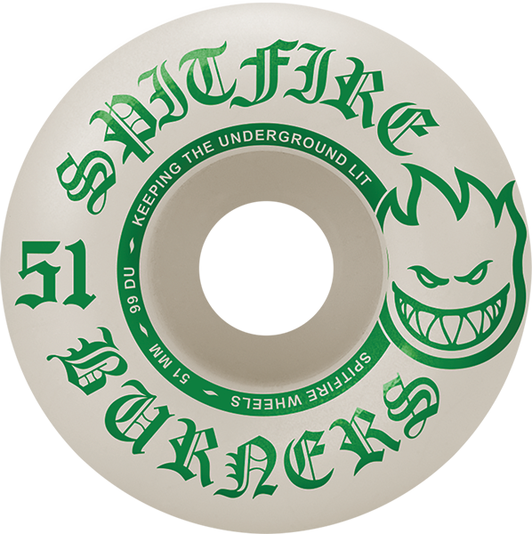 SF BURNERS 51MM 99A WHT/GRN - TheNineClub