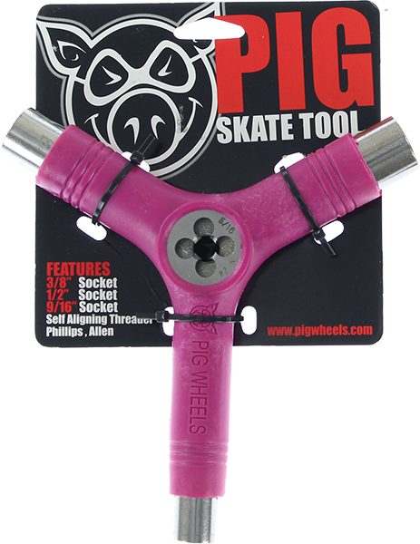 PIG SKATE TOOL-NEON PINK tri-socket/threader - TheNineClub