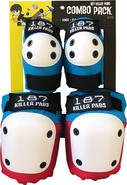 187 COMBO PACK KNEE/ELBOW PAD SET S/M-RED/WHT/BLU - TheNineClub