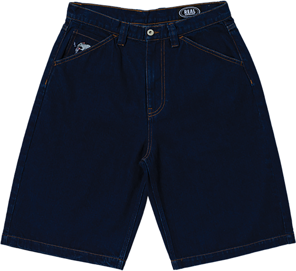 REAL STREET CLEANER DENIM SHORTS 34 DARK WASH