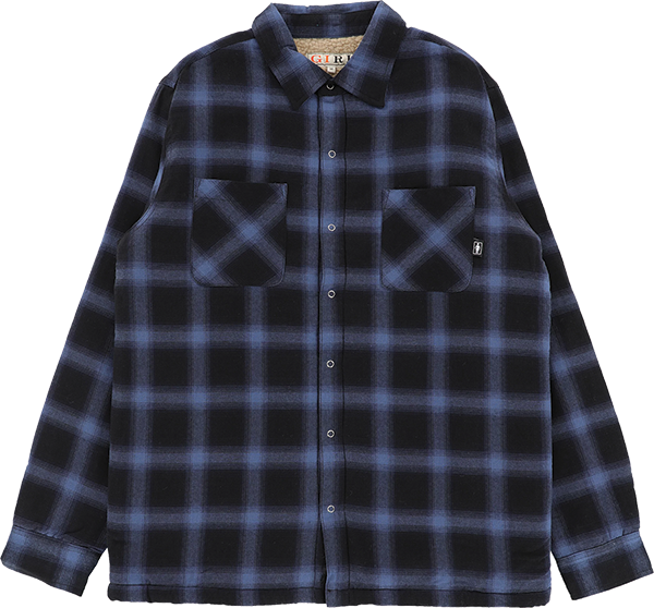 GIRL SHERPA LINED LS FLANNEL S-BLACK - TheNineClub