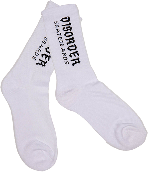 DISORDER LOGO CREW SOCKS WHT/BLK - TheNineClub