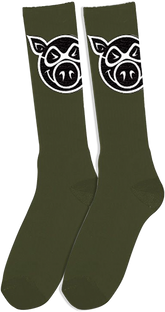PIG HEAD TALL SOCKS MILITARY GRN