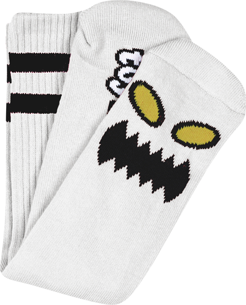 TM MONSTER FACE CREW SOCKS WHITE 1 pair - TheNineClub