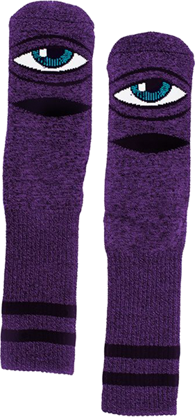 TM SECT EYE HEATHER CREW SOCKS PURPLE 1pr - TheNineClub