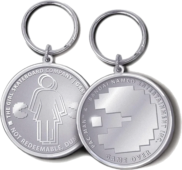 GIRL PAC-MAN GAME TOKEN KEYCHAIN - TheNineClub