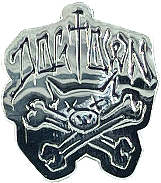 DOGTOWN PIG AND CROSSBONES ENAMEL PIN 1.5"